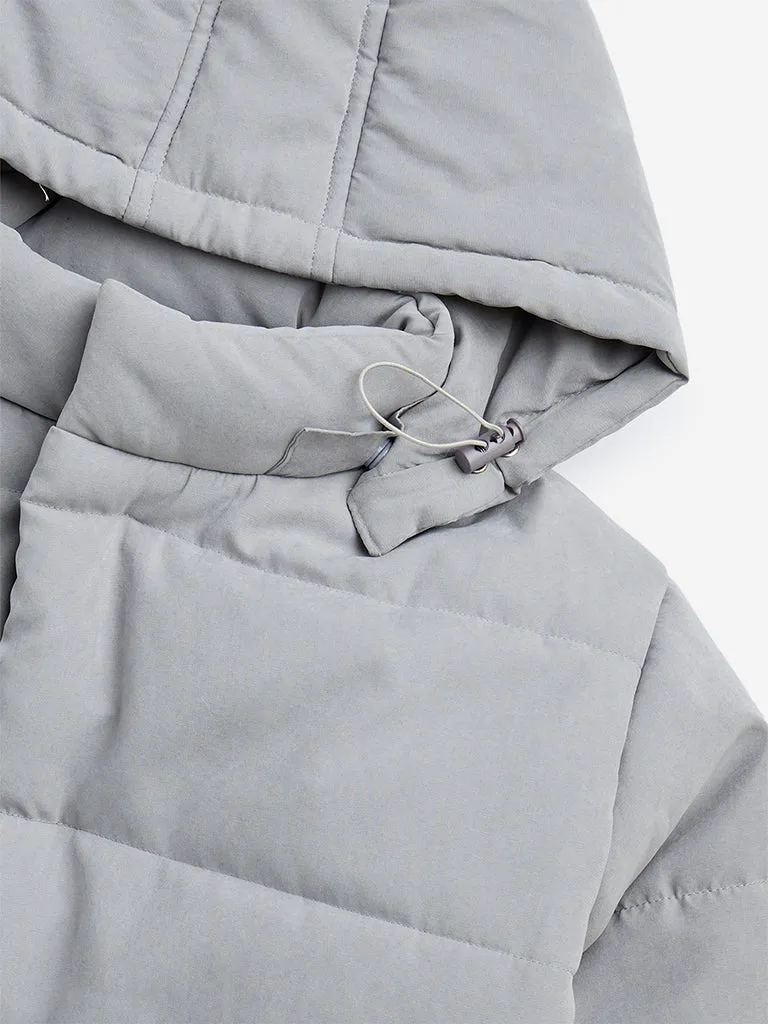 Y&F Kids Grey Hooded Quilted Jacket