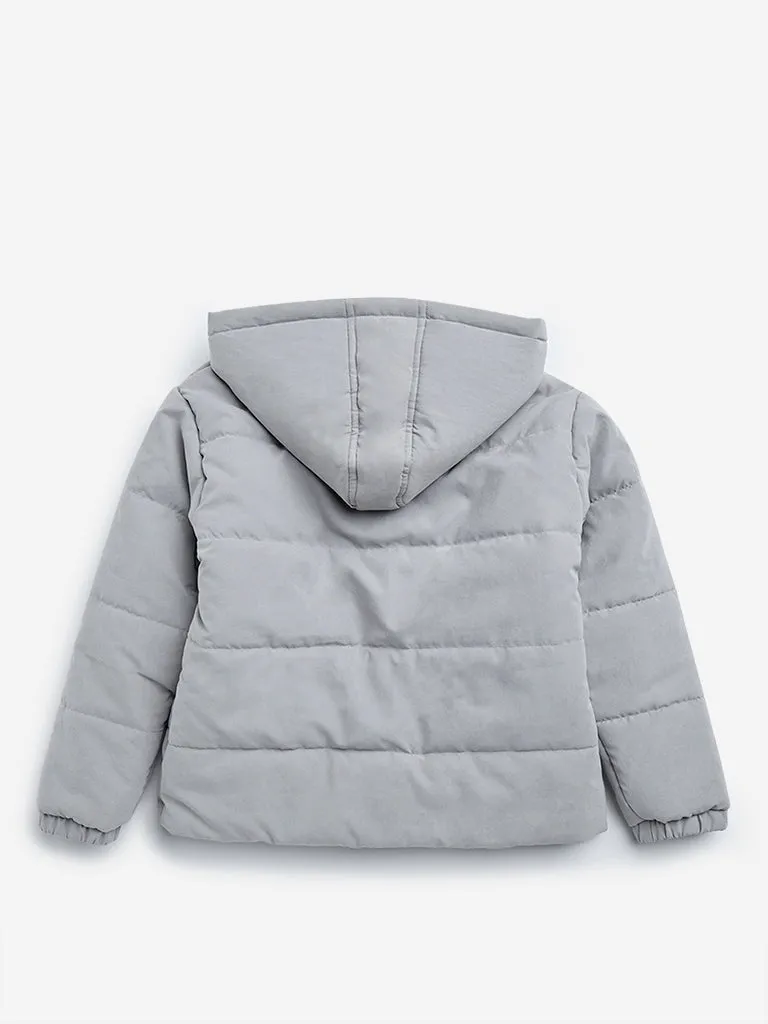 Y&F Kids Grey Hooded Quilted Jacket